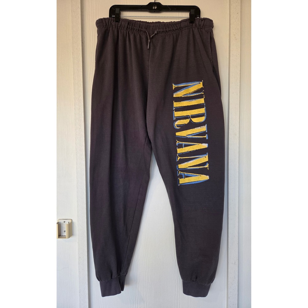 Nirvana Gray Graphic Jogger Sweatpants 2X Band Logo Grunge Streetwear 90s Retro